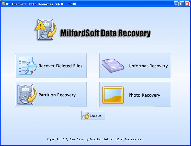 Click to view Milfordsoft Data Recovery 4.0 screenshot